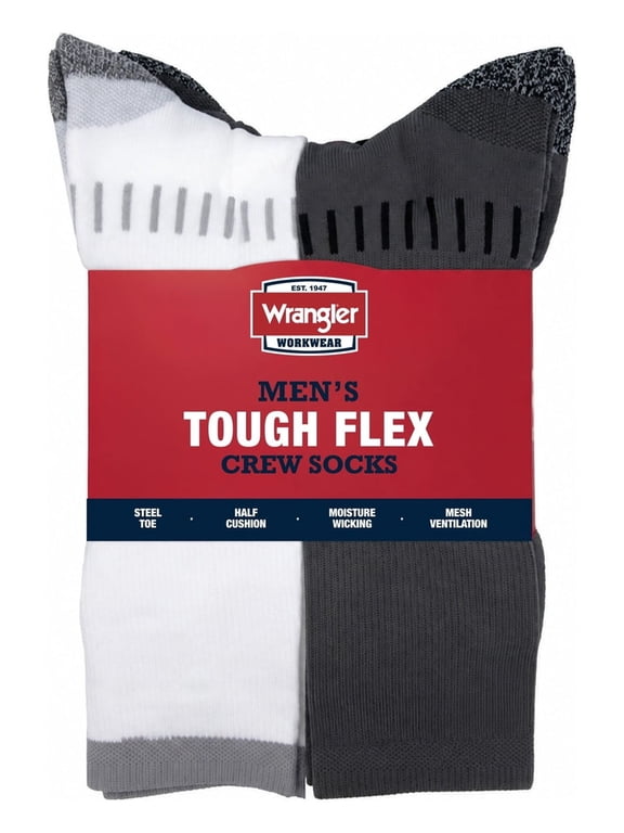 Men's Ultimate Durable Work Socks, Crew Socks for Men, Gray, 6 Pack