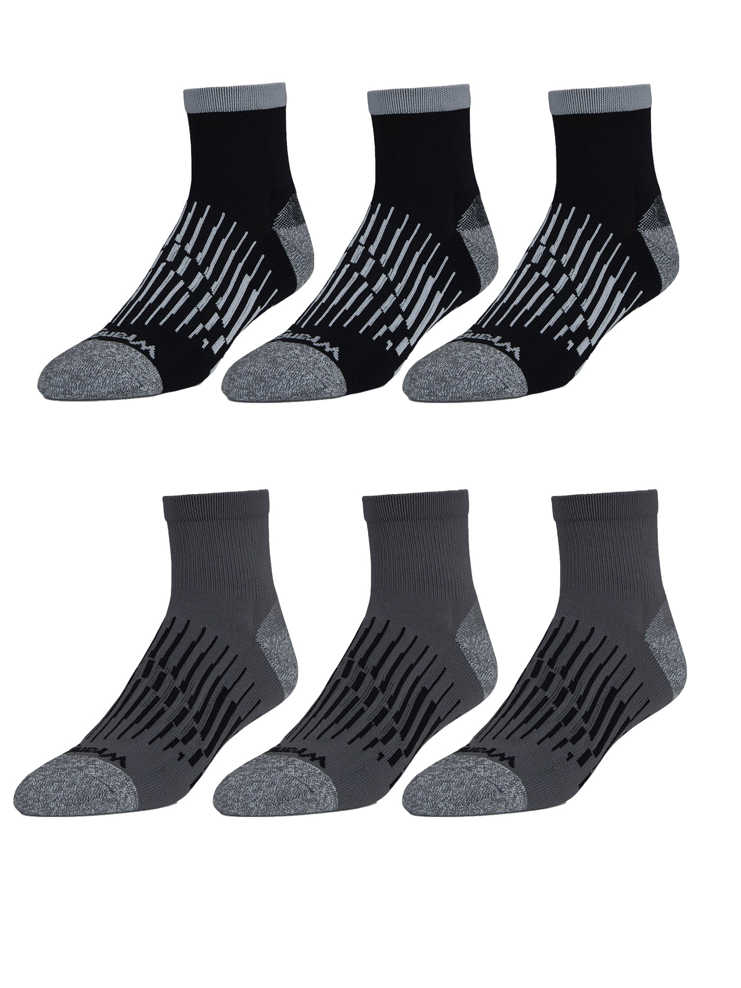 Wrangler Peak Light Compression Ankle Socks for Men, Size 6-12, Gray/Black, 6 Pairs