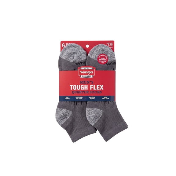 Wrangler Peak Light Compression Ankle Socks for Men, Size 6-12, Gray, 6 Pairs
