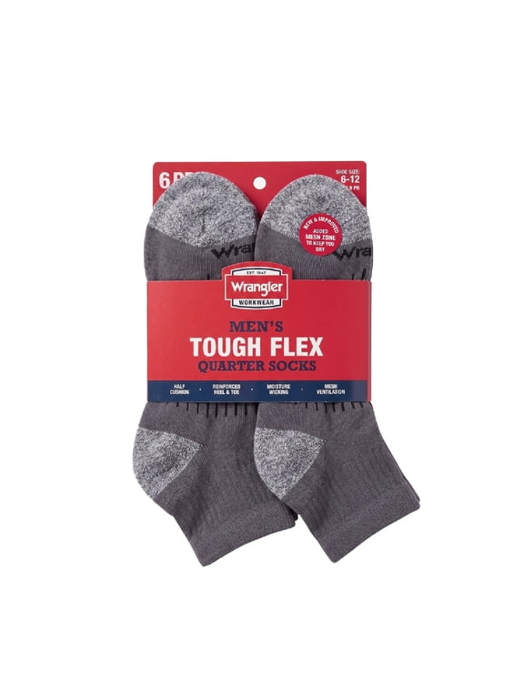 Peak Light Compression Ankle Socks for Men, Size 6-12, Gray, 6 Pairs