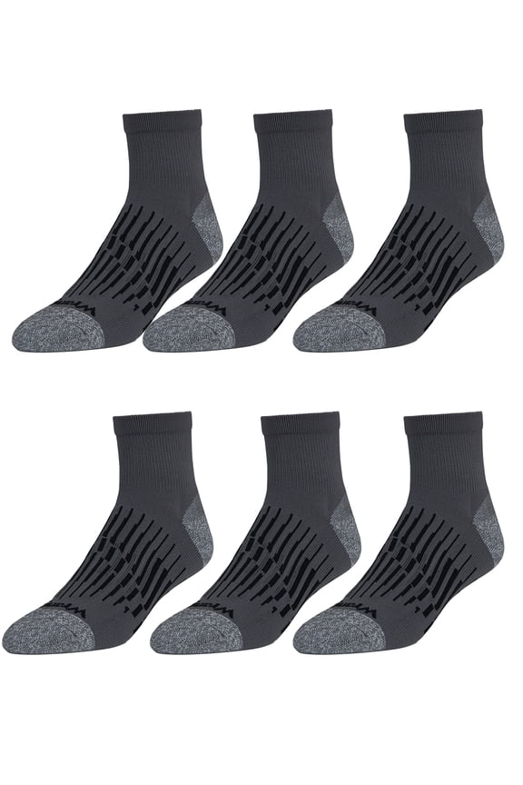Peak Light Compression Ankle Socks for Men, Size 6-12, Gray, 6 Pairs