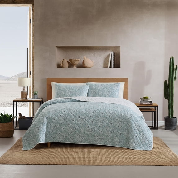 Wrangler - Twin Quilt Set, Reversible Bedding with Matching Sham, Super Soft Home Decor (Prarieland Paisley Blue, Twin)