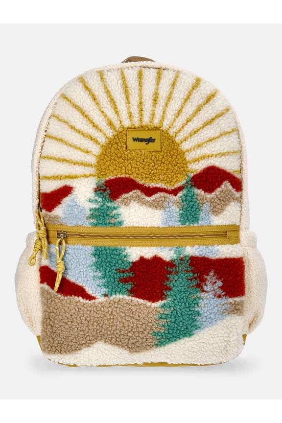 Unisex 17" Plush Almond Milk Sunset Backpack, Beige