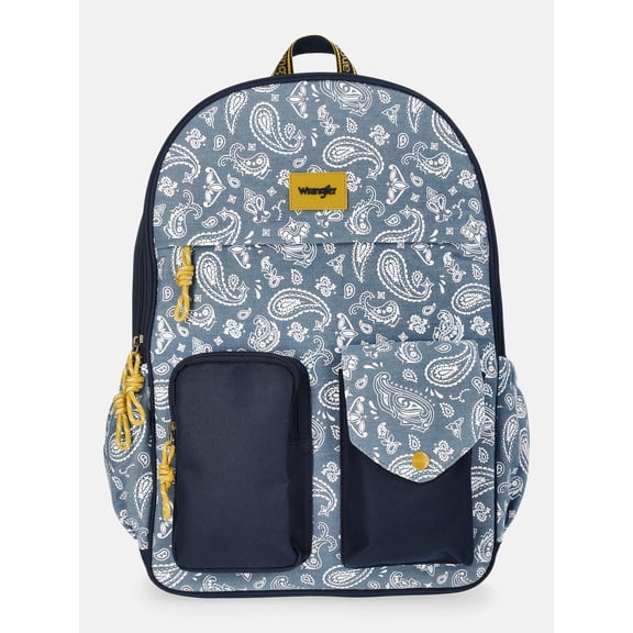 Wrangler Unisex 17" Paisley Bandana Backpack, Blue