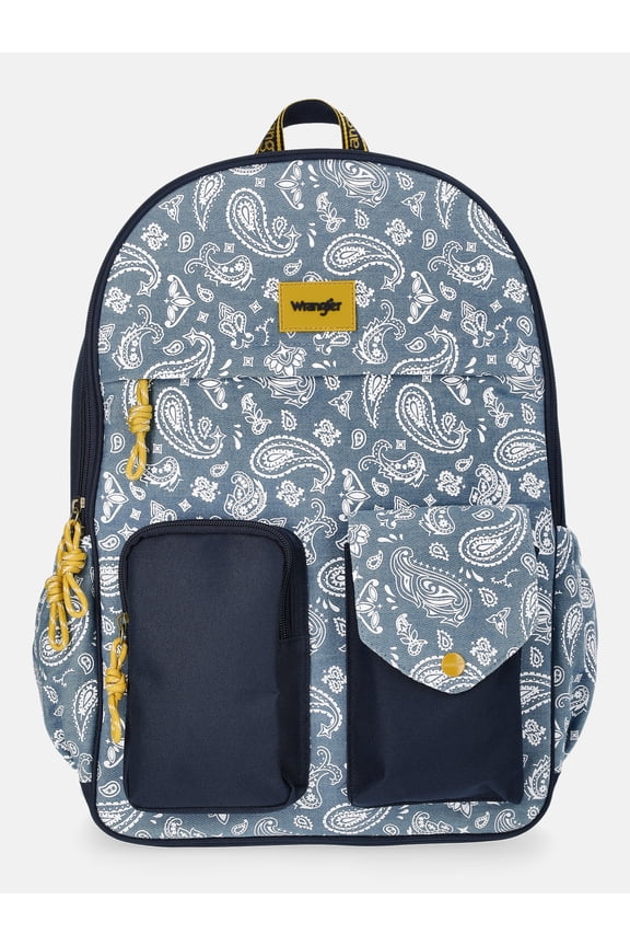 Unisex 17" Paisley Bandana Backpack, Blue