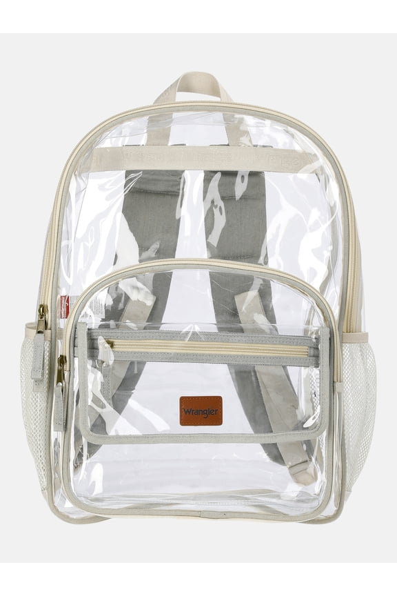 Unisex Clear & Denim Backpack, Mountain Ice