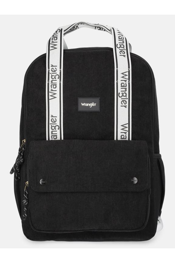 Unisex 17" Corduroy Backpack, Black