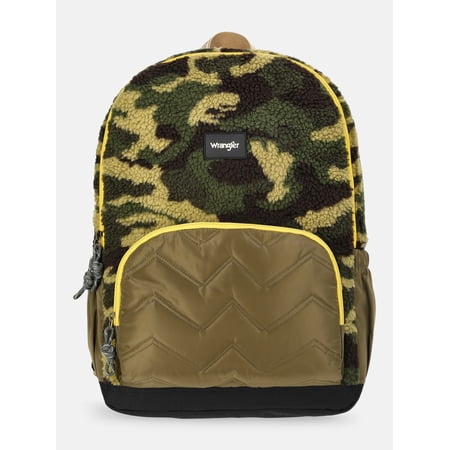 Wrangler Unisex 17" Plush Camo Backpack, Olive