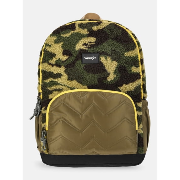Wrangler Unisex 17" Plush Camo Backpack, Olive