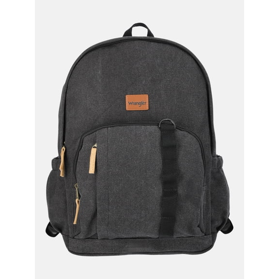 Wrangler Unisex 17" Washed Canvas Backpack, Black