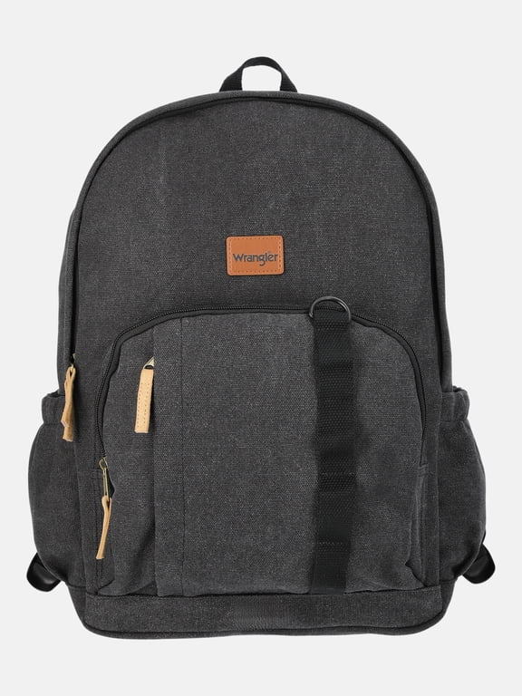 Unisex 17" Washed Canvas Backpack, Black