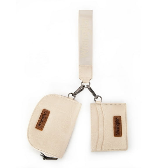 Wrangler KeyChain Wallet Wristlet Wallets for Women Dual Pouch Wristlet Rfid Blocking Credit Card Holder Wallet, Tan