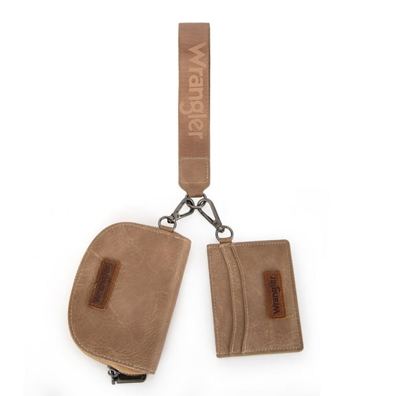 Wrangler KeyChain Wallet Wristlet Wallets for Women Dual Pouch Wristlet Rfid Blocking Credit Card Holder Wallet, Khaki