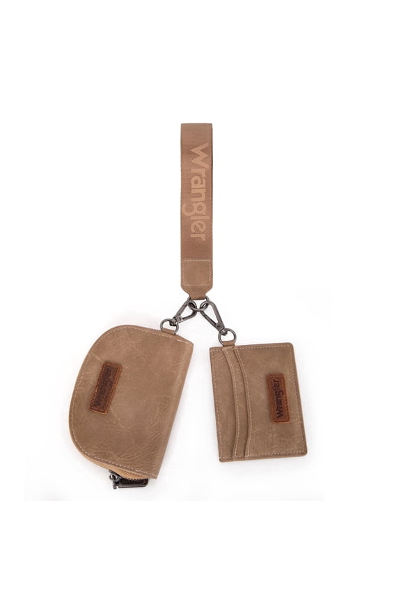 Wrangler KeyChain Wallet Wristlet Wallets for Women Dual Pouch Wristlet Rfid Blocking Credit Card Holder Wallet, Khaki