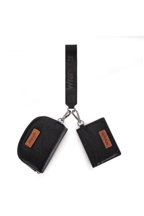 Wrangler KeyChain Wallet Wristlet Wallets for Women Dual Pouch Wristlet Rfid Blocking Credit Card Holder Wallet, Black