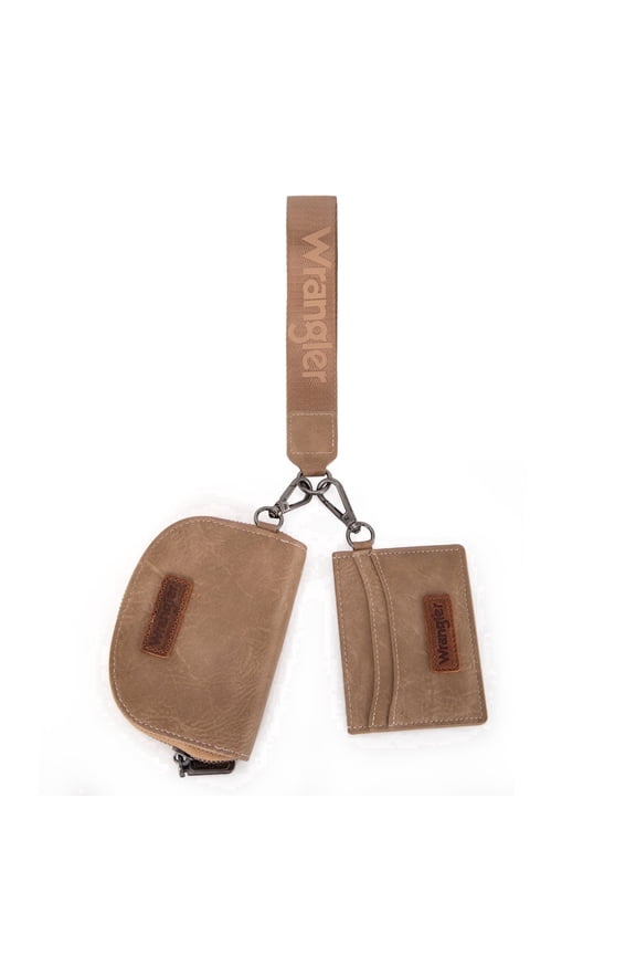 Wrangler KeyChain Wallet Wristlet Wallets for Women Dual Pouch Wristlet Rfid Blocking Credit Card Holder Wallet, Khaki