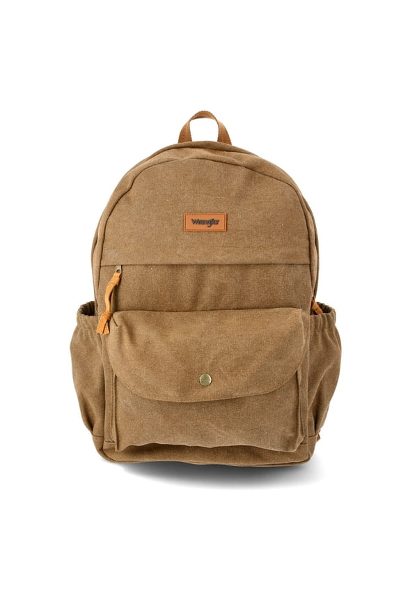 Men’s and Women’s Washed Canvas 17" Laptop Backpack, Golden Brown