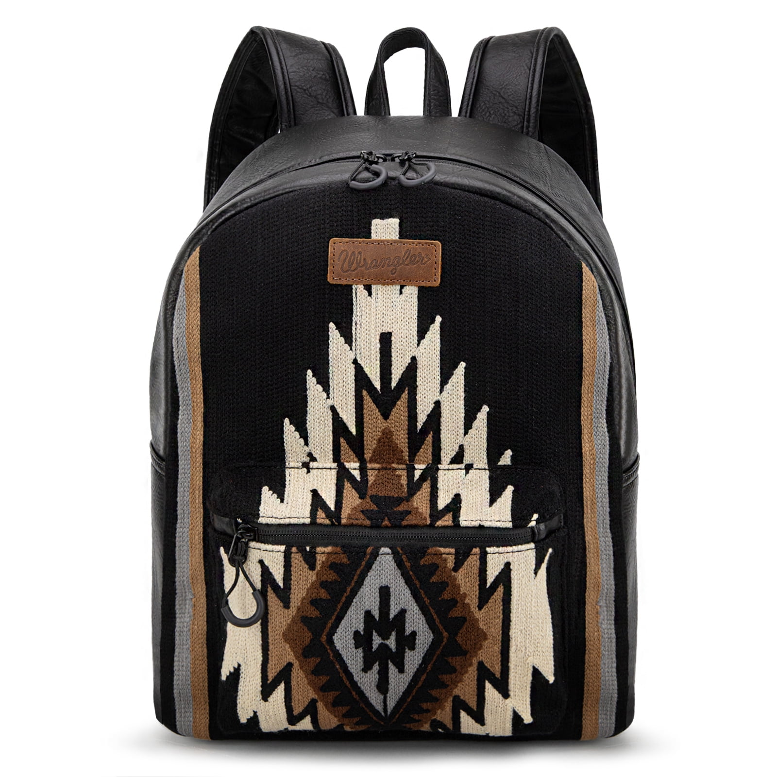 Wrangler Western Bag for Women Stylish Aztec Knitted Backpack Casual Daypack for Travel Daily, Black