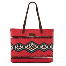 Wrangler Western Handbags Tote Bag for Women Genuine Leather Strap Hobo Bag Aztec Canvas Shoulder Bags