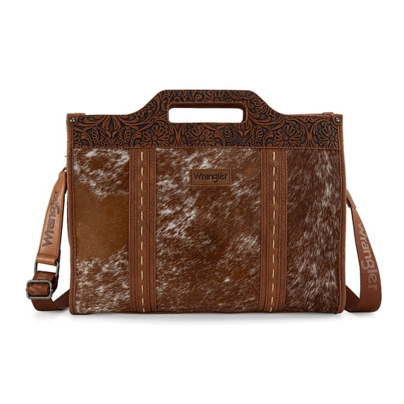 Wrangler Western Large Tote Bag for Women Tooled Embossed Shoulder Crossbody Handbag, Brown