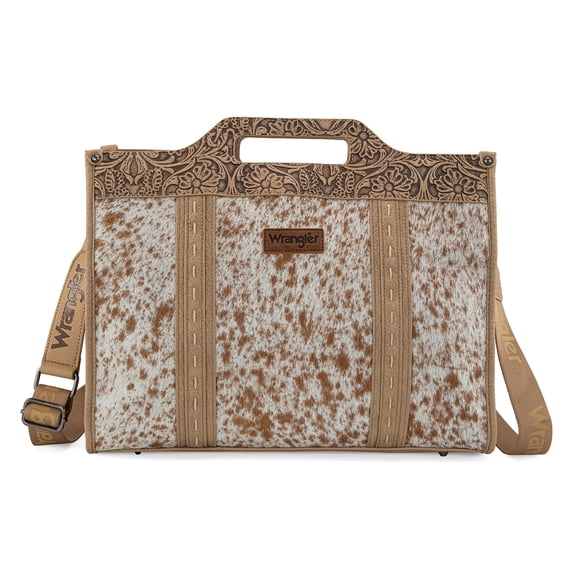 Wrangler Western Large Tote Bag for Women Tooled Embossed Shoulder Crossbody Handbag, Tan