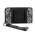 thumbnail image 1 of Wrangler Western Wallet for Women RFID Paisley Wristlet Purse with zipper, Black, 1 of 7