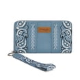 thumbnail image 1 of Wrangler Western Wallet for Women RFID Paisley Wristlet Purse with zipper, Jean, 1 of 7