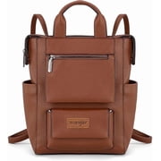Wrangler Women Backpack Purse Convertible Backpack Vegan Leather Ladies Anti Theft Backpack with Adjustable Strap, Brown