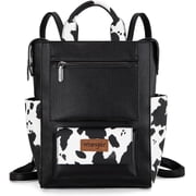 Wrangler Women Backpack Purse Convertible Backpack Vegan Leather Ladies Anti Theft Backpack with Adjustable Strap, Cow-Black