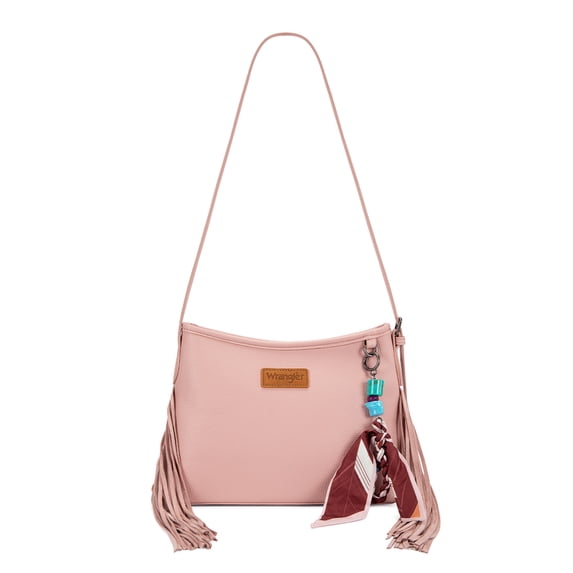 Wrangler Women Shoulder Crossbody Bag, Medium Western Fringe Hobo Purse, Pink