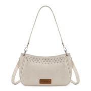Wrangler Women Studded Hobo Crossbody Purse Western Suede Shoulder Bag with Adjustable Detachable Strap, Beige