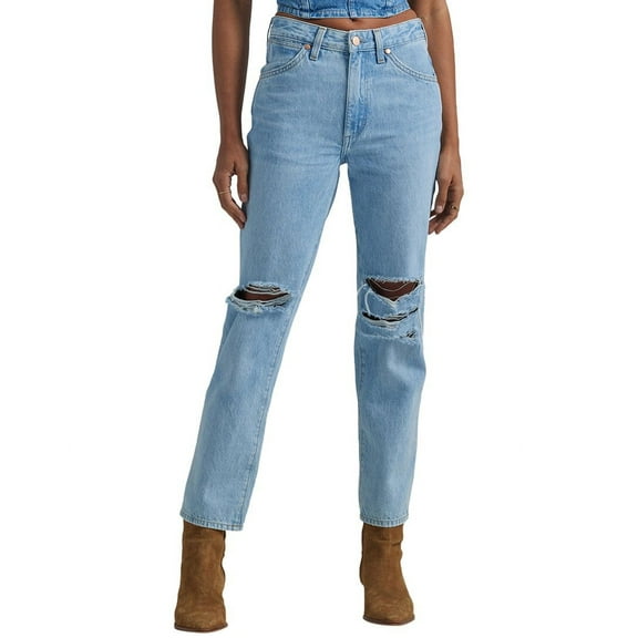 Wrangler Women's Bad Intentions Wild West 603 Destructed Straight Jeans - 112334578 25W x 28L