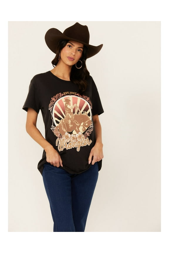 Women's Boot Barn Cowboy Logo Boyfriend Fit Short Sleeve Graphic Tee - 112357619   US