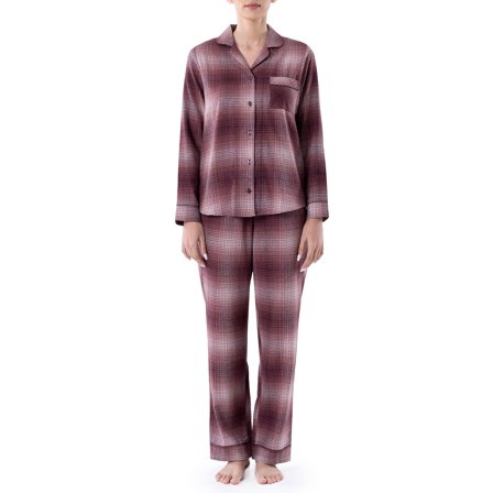 Wrangler Women's Flannel Button-Down Pajama Set, 2-Piece, Sizes S-4X