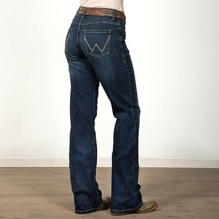 Wrangler Women's Jade Dark Wash Mid Rise Relaxed Bootcut Ultimate