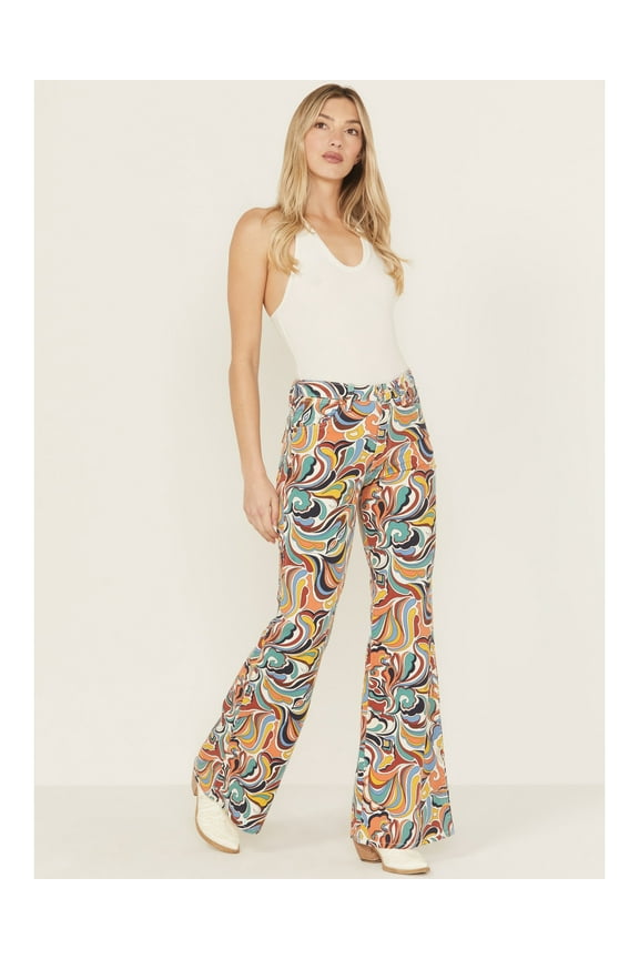 Women's Latigo Printed High Rise Heritage Flare Stretch Denim Jeans - 112364443 27W x 34L