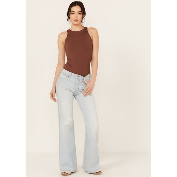 Wrangler Women's Light Wash Wanderer Mid Rise Flare Stretch Denim Jeans - 112352454 24W x 32L