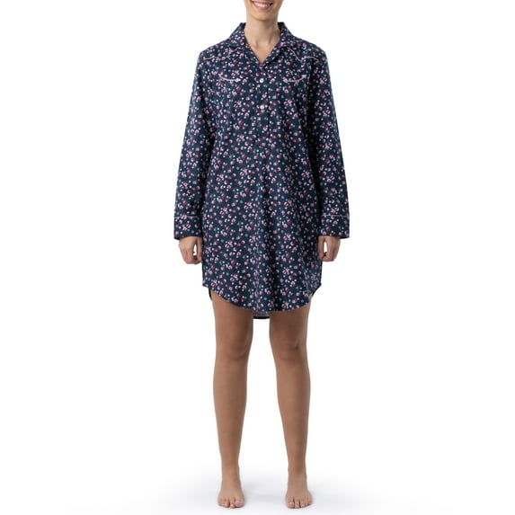 Wrangler Women's Long Sleeve Flannel Pajama Sleepshirt, Sizes S-4X