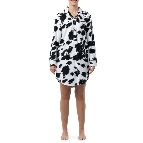 Wrangler Women's Long Sleeve Flannel Pajama Sleepshirt, Sizes S-4X