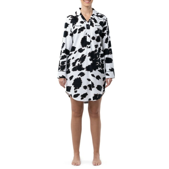 Wrangler Women's Long Sleeve Flannel Pajama Sleepshirt, Sizes S-4X