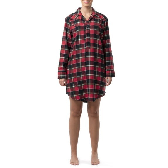 Wrangler Women's Long Sleeve Flannel Pajama Sleepshirt, Sizes S-4X