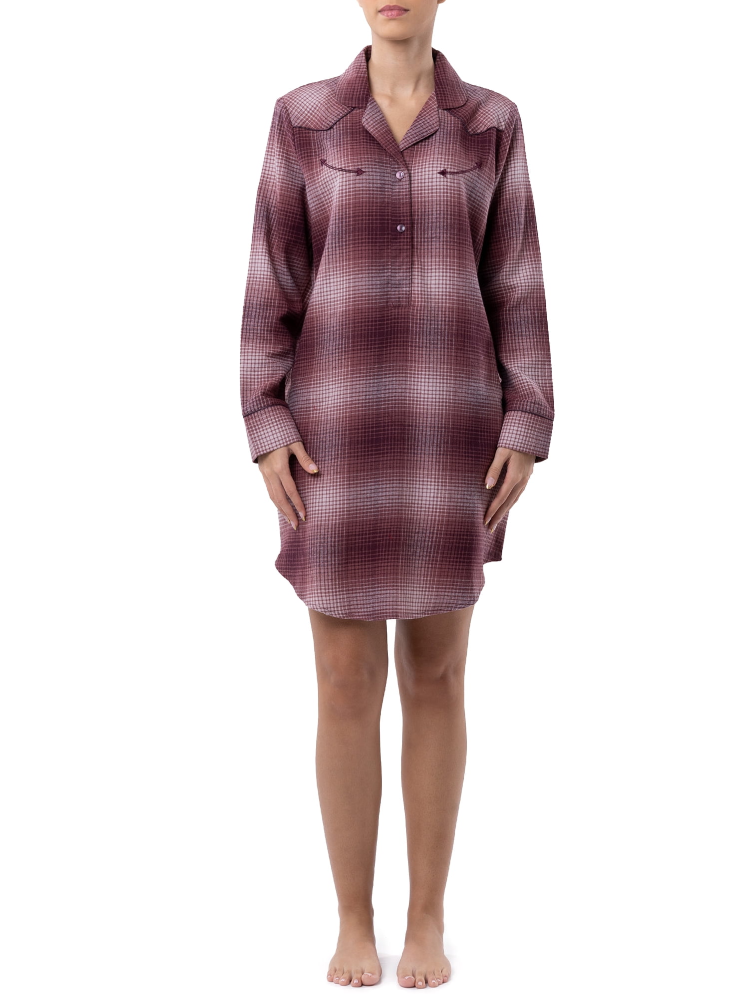 Wrangler Women's Long Sleeve Flannel Pajama Sleepshirt, Sizes S-4X