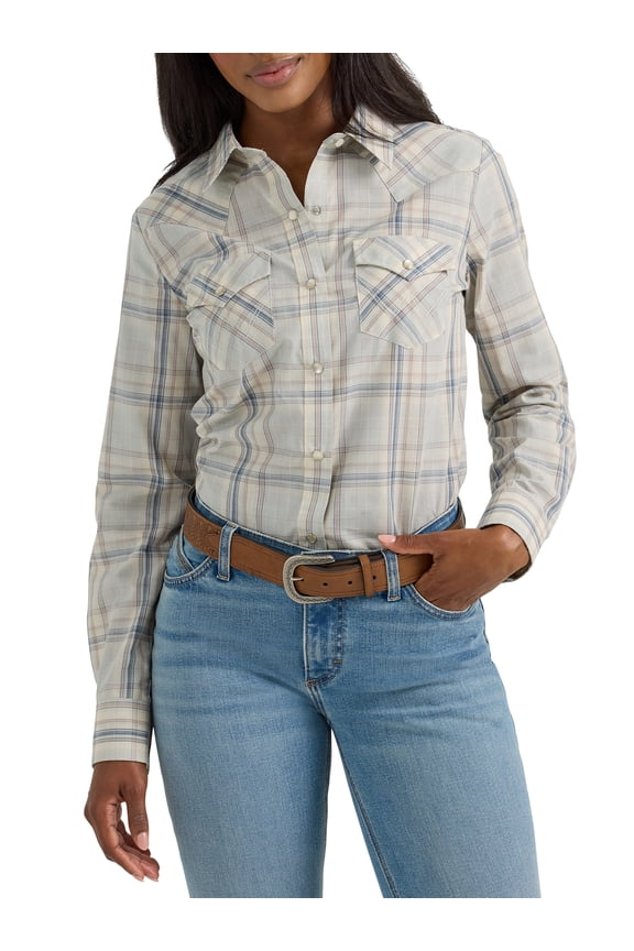 ® Women's Long Sleeve Western Snap Plaid Shirt, Sizes S-3XL