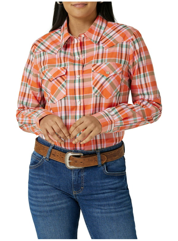 Wrangler® Women's Long Sleeve Western Snap Plaid Shirt