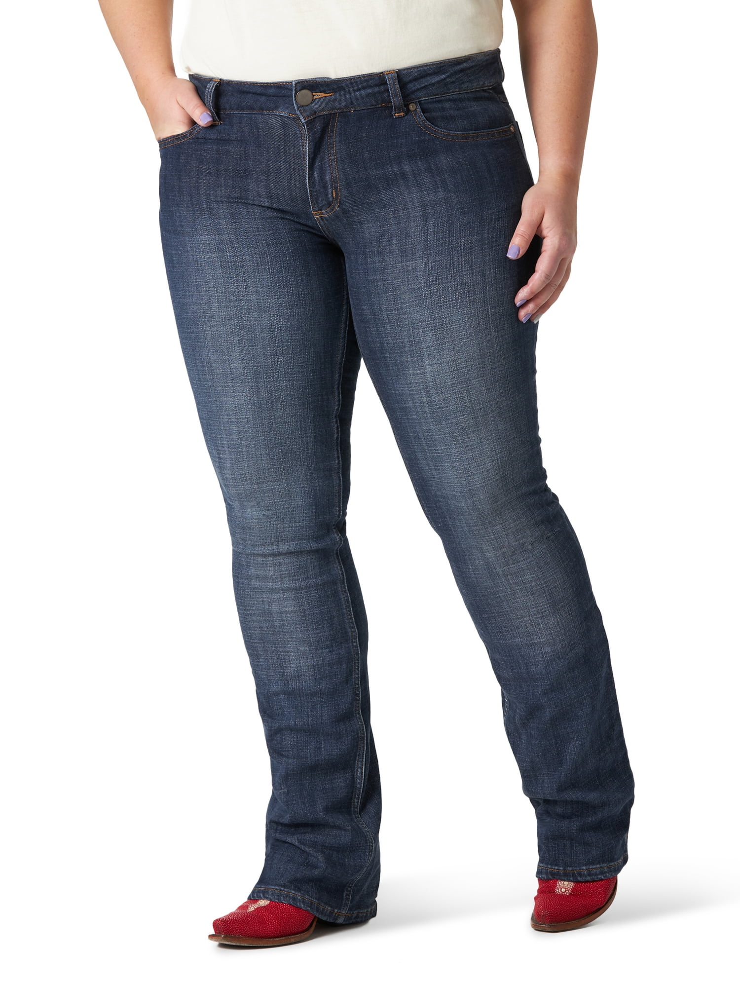 Wrangler Women's Plus Size Essential Mid Rise Bootcut Jean - Walmart.com