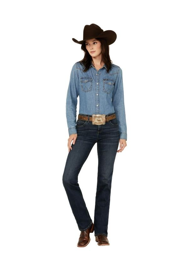 Women's Q- Medium Wash Mid Rise Ultimate Riding Bootcut Jeans Medium Wash 28W x 34L