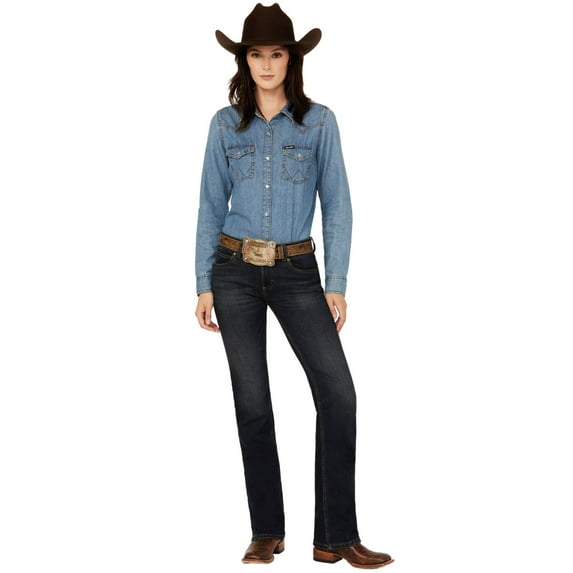 Wrangler Women's Retro Dark Wash Mid Rise Bootcut Jeans - 112338899 26W x 36L