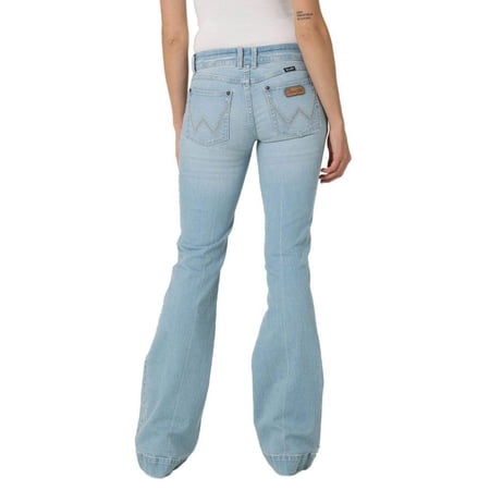 Wrangler Women's Retro Mid Rise Light Wash Mae Wide Leg Trouser Jeans - 112330011 29W x 36L