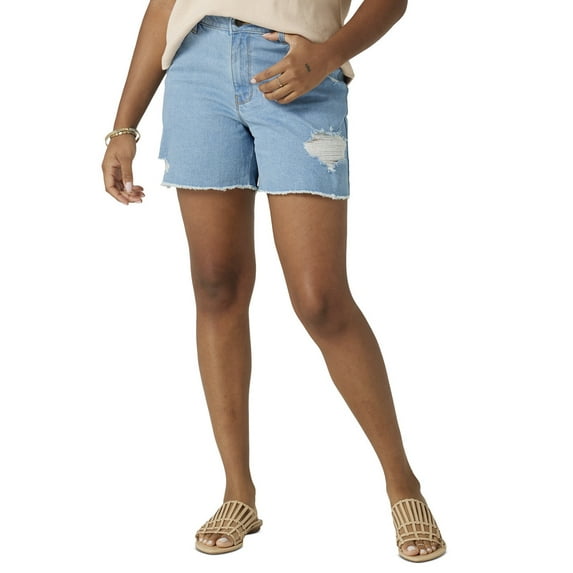 Wrangler Womens Ripped Denim Shorts Light Wash 4