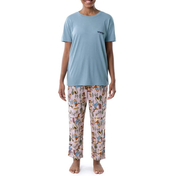 Wrangler Women's Short Sleeve Cotton Blend Pajama Set, Sizes S-4X